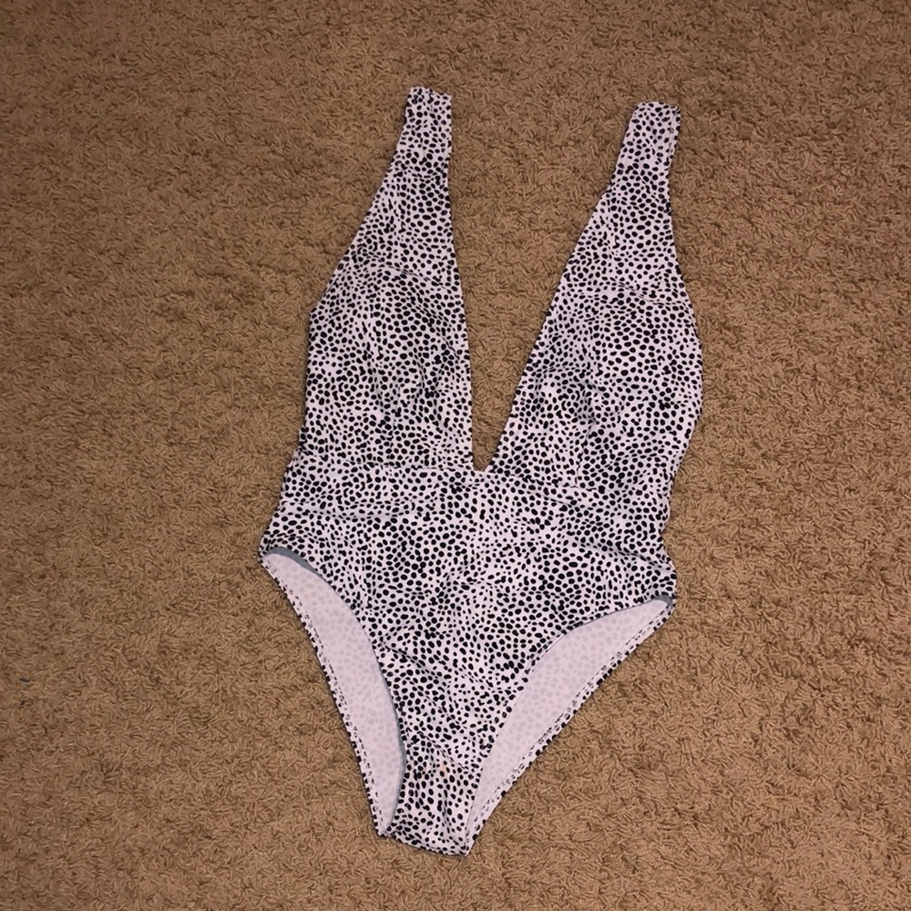 Low-cut one piece bathing suit!